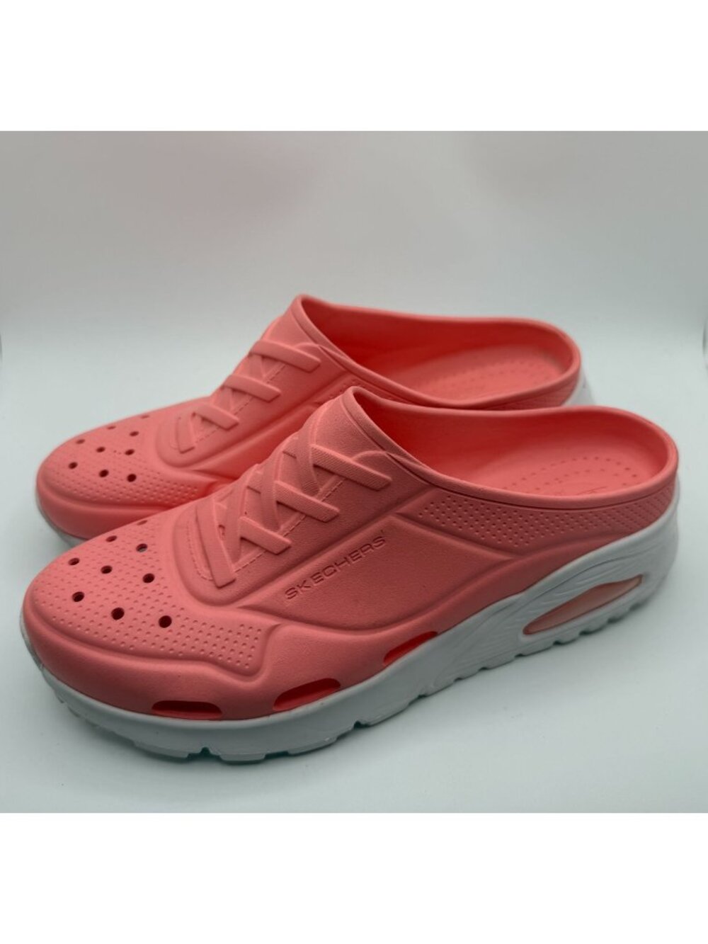 Skechers Foamies Arch Fit Uno The Max Clogs Women Size 10 Peach Slip-On Shoes